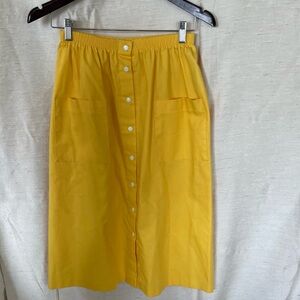 Vintage 80s handmade sunny yellow snap-front skirt women’s size 8 (approx)